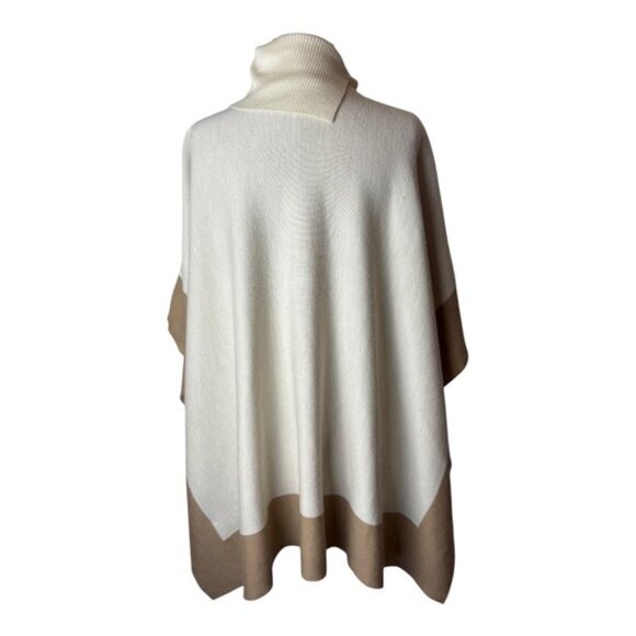 BOSS Poncho Women OS Ivory Knit Lisandra Wool Turtleneck Cape Sweater Outdoor - Picture 3 of 12